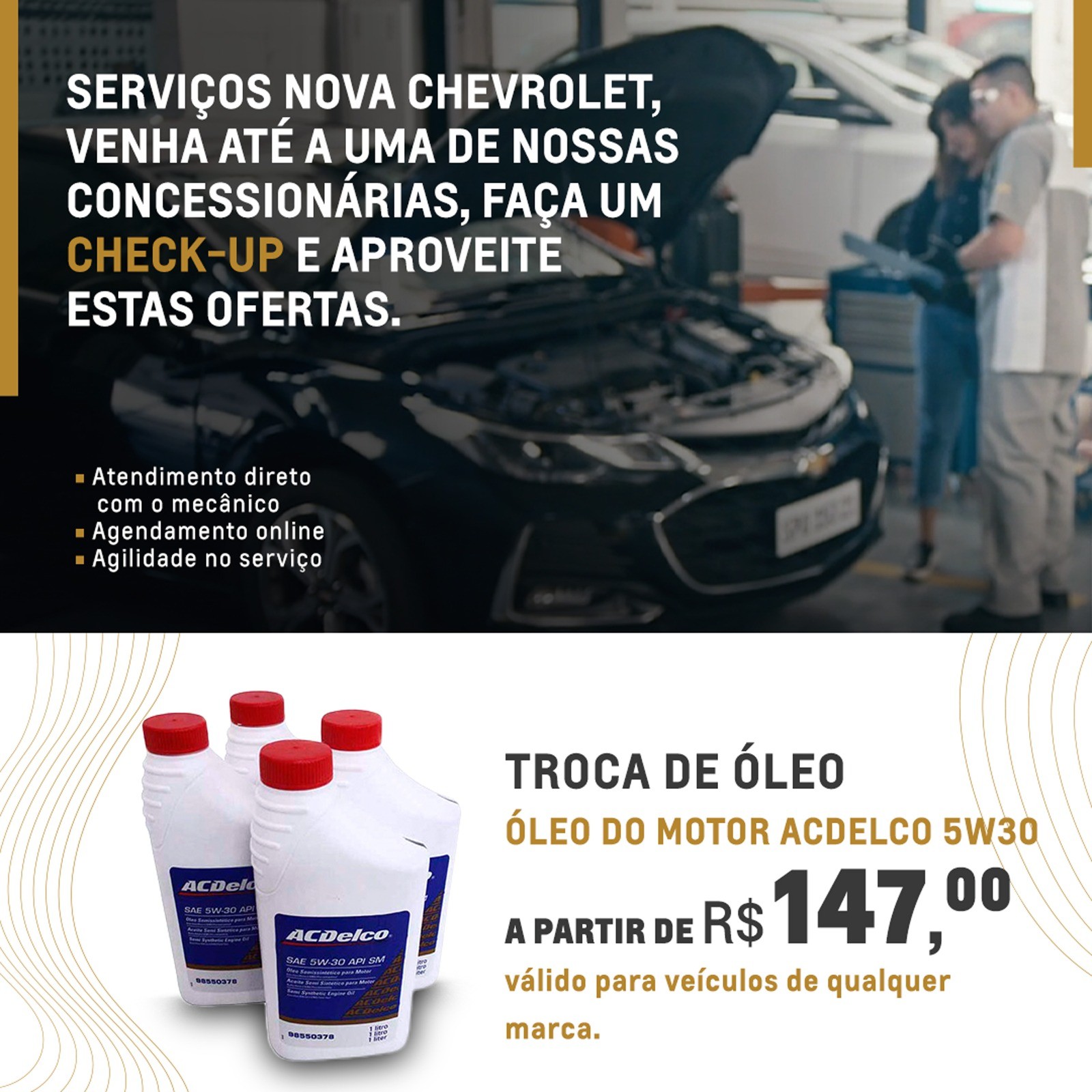 Imagem ilustrativa da oferta de Troca de Óleo do motor AC Delco