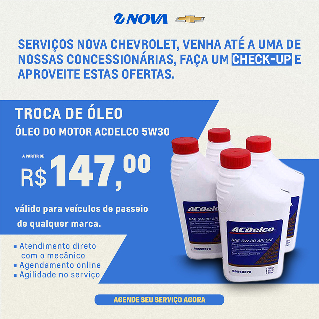 Imagem ilustrativa da oferta de Troca de Óleo do motor AC Delco