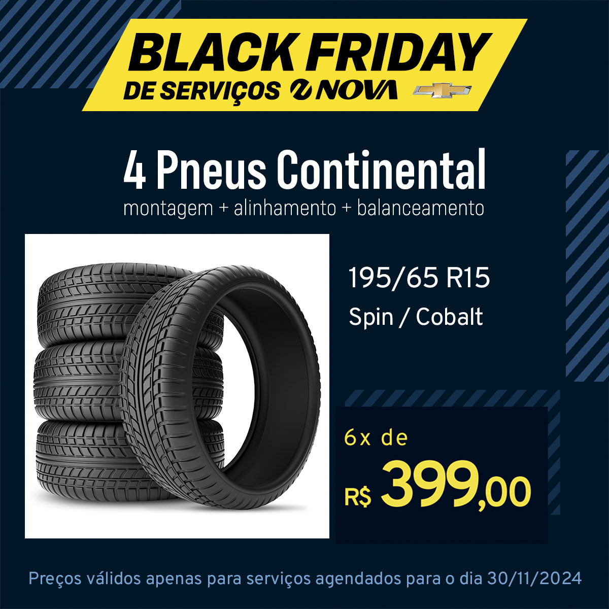 Imagem ilustrativa da oferta de BLACK FRIDAY: 4 Pneus Continental 195/65 R15 Spin / Cobalt