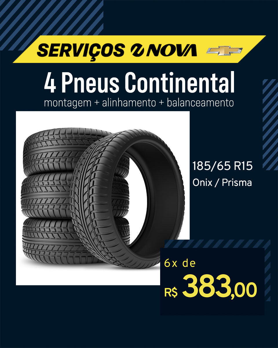 Imagem ilustrativa da oferta de SERVIÇOS NOVA: 4 Pneus Continental 185/65 R15 Onix / Prisma